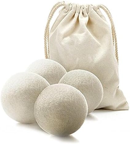 TengtaidaX Wool Dryer Balls, Natural Fabric Softener Reusable Static Free Reduce Wrinkles Saves Drying Time Friendly Gift - 4 Pack（7cm）