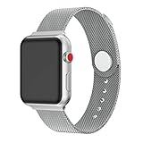 7Lucky Uhrenarmband Edelstahl,Metall Armbänder,Ersatz Band Smart Watch Band Gurt Handgelenk Armband Kompatibel für Apple Watch Serie 4/3/2/1 42 / 44mm (Silber)