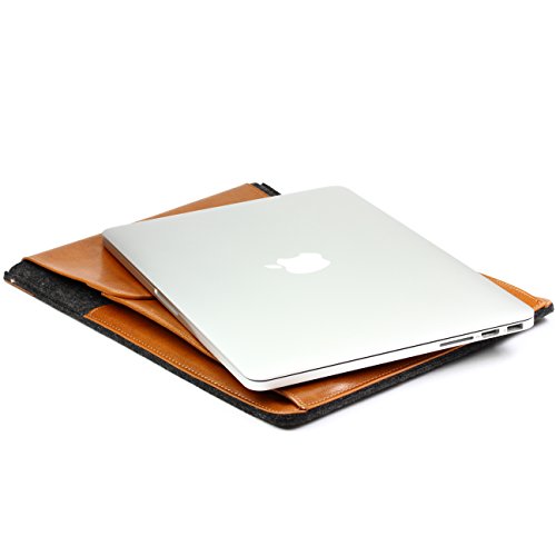 Original Urcover® Handgefertige Fashion Designer Mac-book Pro 15 Zoll Tasche Hülle Tasche Sleeve dpark Style Notebooktasche Laptophülle 15 Zoll Dunkel Grau Braun - 2