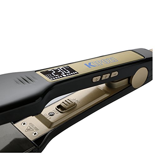 KIPOZI Profi Glätteisen Haarglätter Ionen Technologie mit extra breiten Platten und digitalem LCD-Display Dual-Spannung schnelles Haarstyling (100-240V,Schwarz) - 5