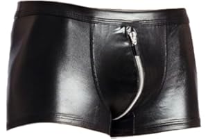 HSQSMWJ Pantalones Cortos de Látex para Hombre con Cierre Lencería Ropa Erótica