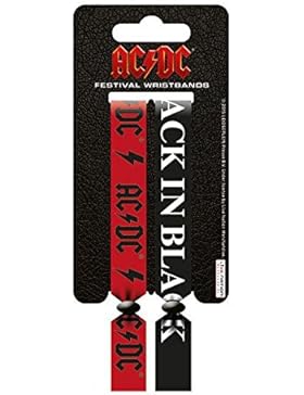 1art1 86267 AC/DC - Back In Black, 2er Set 10mm Wristbands Armband 10 x 2 cm