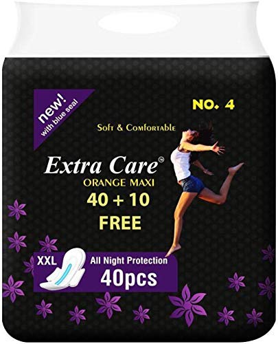 HRV Extra Care Womens/Girls XXL Sanitary Pads (Napkins) with Wings - Pack of 50 (40+10 free) (XXL, Pink Maxi) RS.239 (60.00% Off) - Amazon