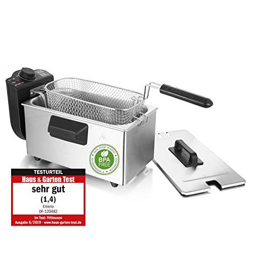 Emerio df-120482 friteuse d'huile, 2000 W, 5 litres, Acier inoxydable, Gris