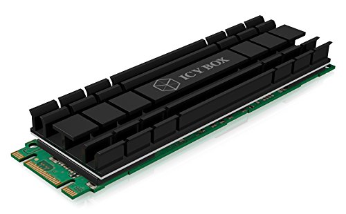 Icy Box m2hs de 701  Disipador para 1  x M 2  SSD  2280   aluminio  extra fino  5  mm   2  de silicona t  rmica leitpads  Negro