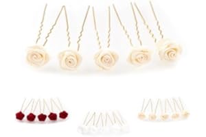 FLEXISTORE 5 rose con forcina - Gioielli per capelli - per capelli profondi - Set oro - Beige