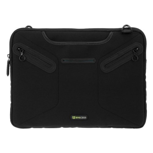 Notebooktasche 13.3 | Evecase 13.3 Zoll Universal Laptop Schutzhülle Aktentasche mit Neopren Außenmaterial, Verdeckbare Griffe, Zubehörfächer für Notebook – Schwarz - 2
