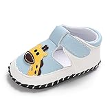  Geagodelia Baby Sandalen Weicher Lauflernschuhe Hausschuhe für Kleinkind Mädchen Junge mit Süß Cartoon Tiere Muster (12-18 Monate, Giraffe-Hellblau)