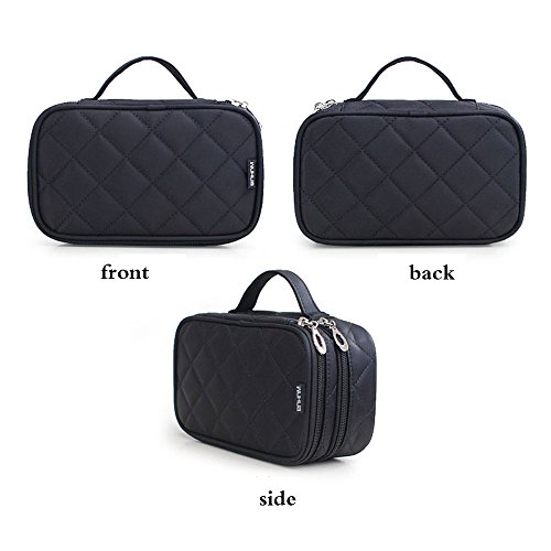 MLMSY Make-up-Tasche Make-up Pinsel Tasche Organizer Kosmetik Handtasche Schwarz Professionelle tragbare Double Layer Travel Wash Toilettenartikel Aufbewahrungsbox (Schwarz) - 5