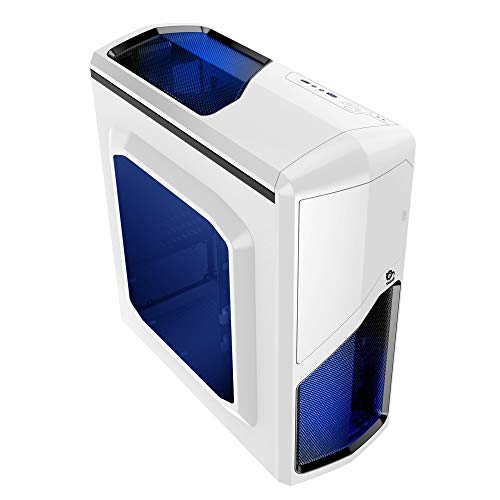 TALIUS Drakko - Caja Gaming ATX, USB 3.0, USB 2.0, Ventilador 12cm led Azul, Color Blanco