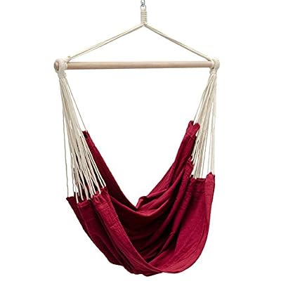 AMANKA Hamac XXL | Hamac de toile en coton pour 2 personnes | hamac poids max. 150 kg | hamac grand pour se balancer en toile 185x130 cm | 100% coton | Hamac incl. pivots | Bordeaux Rouge