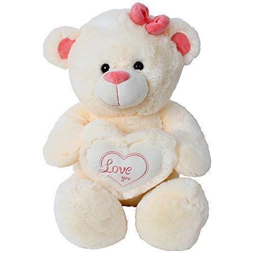 TE-Trend Orsacchiotto Gigante Peluche Peluche Peluche Gigante Riesenteddy con Cuscino a Cuore Love You 50 cm Crema