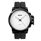 Quarzuhr, koiiko Klassische Quarz-Armbanduhr mit umweltfreundlicher Silikon Schultergurt und Edelstahl Schnalle, 30 m Wasserdicht und IP Schwarz-Beschichtung für Damen und Herren