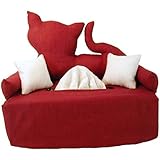 Bordeauxrote Katze - Kosmetikboxbezug - Handgefertigt