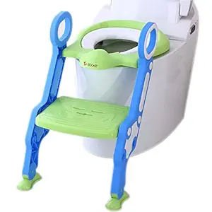 GOCART WITH G LOGO Portable Adjustable Foldable Potty Training Seat with Ladder for Kids (Green Color)