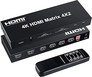 Tobo 4Kx2K 3D 1080P HDMI Matrix 4 in 2 Out HDMI Switch Switcher Splitter Support ARC/MHL