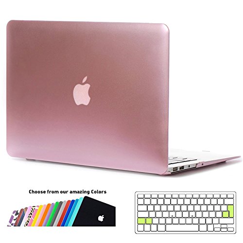 MacBook Air 13 H  lle Case iNeseon Ultra Slim Plastik Hartschale Tasche Cover Shell  US Version Rose Gold und EU Version Transparent Tastatur Abdeckun