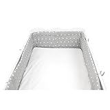 Nestchen Babybett 70×140 cm Bettumrandung Lang Nest Kopfschutz Rundum Bettnestchen Unifarben Motive, Farbe: Sterne Grau, Größe: 420x30cm (für Babybett 140×70) - 3