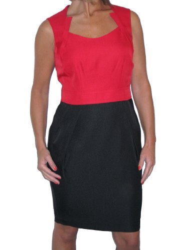 (3950-1) Karen style tulip dress red black linen look 10-12 (12)