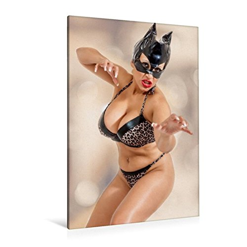 Premium Textil-Leinwand 80 cm x 120 cm hoch, Big Boobs Cat | Wandbild, Bild auf Keilrahmen, Fertigbild auf echter Leinwand, Leinwanddruck: Busty Girl in Action (CALVENDO Menschen)