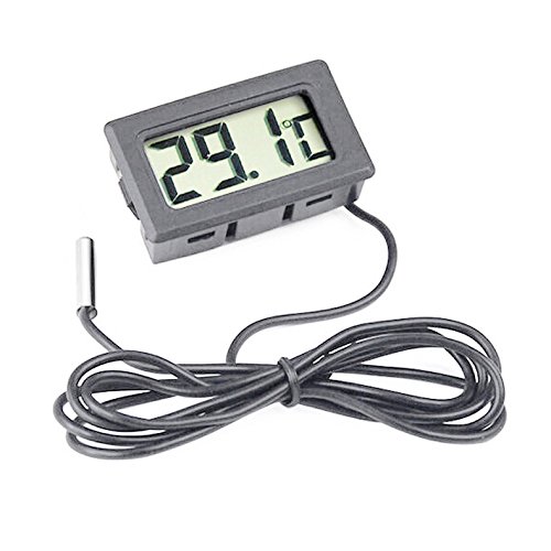 Hrph Digital LCD Thermometer für Kühlschränke Freezers Kühler Flüssigkeitskühler Mini 2M Probe Schwarz - 3