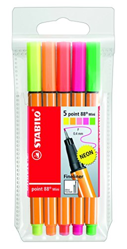 Stabilo point 88 Mini Fineliner (5 NeonFarben) 5er Pack - 2