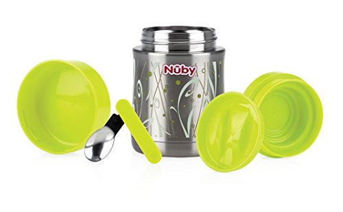 Nuby ID5470 Thermo Essensbehälter mit Löffel und Aufbewahrungsfach für Trockennahrung, 450ml - 2