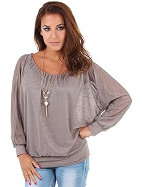 KRISP Damen 2in1 Oberteil Chiffon Top Elegante Bluse