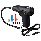 Der Autoluftkompressor pumpt einen normalen mittelgro？en Autoreifen in 3 bis 5 Minuten auf. Au？erdem verfügt der Reserveradfüller über ein langes Kabel von 9,2 Fu？, um die R？der von Auto, Fahrrad, Motorrad und Gel？ndewagen aufzupumpen.