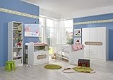 Babyzimmer-Set "LILLY" 6tlg Komplett Bett Bettseiten Wickelkommode Unterschrank Schrank Regal Abs. San Remo-Eiche