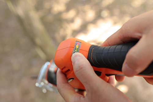 Yardforce Akku-Gartensäge GDGS12, inkl. 12V Li-Ion-Samsung-Akku, Ladegerät, inkl. 3 Klingen (1x Holz, 1x Metall, 1x Kunststoff), Schneidleistung: Holz bis 80mm, weiches Metall bis 7mm - 5