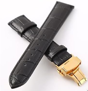 Men's/Women'sWatch Black Bands cow leather 18mm Watch Accessories (Color : Black)