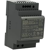 Mean Well HDR-60-24 60W 24V 2.5A DIN-RAIL Din Rail Power, 100-240VAC, 1.8A, 50/60 Hz, 24V = 2.5A, Black