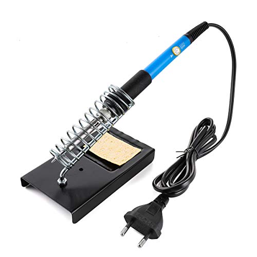 INSMA Soldador 220V 60W Soldador de Temperatura Ajustable Conjunto de Soldador con Puntas de Hierro, Bomba desoldadora, Pinzas, Alambre de Soldadura a Base de estaño, Soporte de Soldadura UE