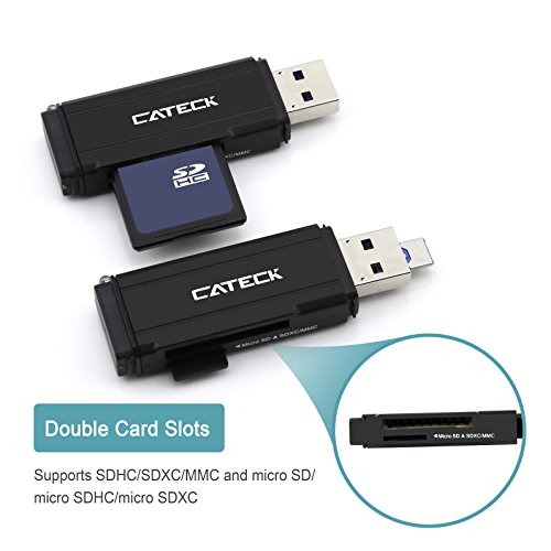 Cateck Micro USB OTG und SuperSpeed 2-Slot USB 3.0 Flash-Speicherkartenleser, zur Unterstützung von SD / Micro SD für Windows, Mac, Linux und bestimmten Android-Systemen