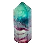 Mookaitedecor Natural Rainbow Fluorite Healing Crystals Point Wand Tower Tumbled Faceted Prism Reiki Stone Meditation Decor, 1.57-2.75” Height