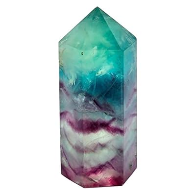 Mookaitedecor Natural Rainbow Fluorite Healing Crystals Point Wand Tower Tumbled Faceted Prism Reiki Stone Meditation Decor, 1.57-2.75” Height