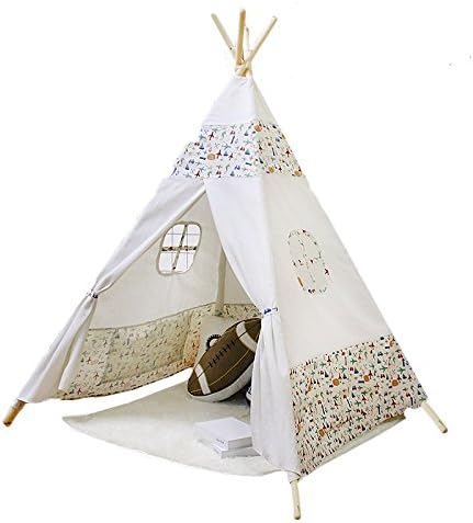 ACTNOW Kids Teepee Tent Indian Play Tent Children's Playhouse for Outdoor and Indoor Play 120*120*140cm