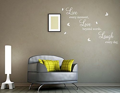 LIVE LOVE LAUGH Butterfly Wall Quote sticker/Wall decor/Home Art Decoration/Medium,Large (WHITE, Large)