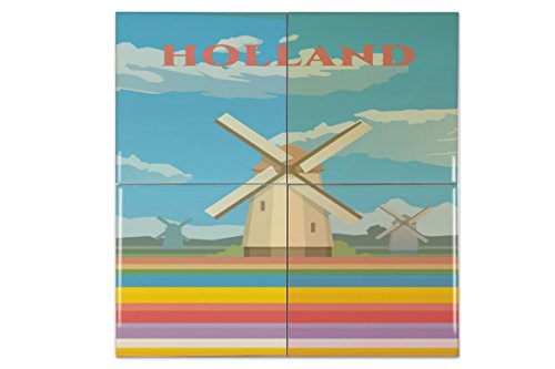 Preisvergleich Produktbild Fliese Kachel Urlaub Reisebüro Holland Keramik bedruckt 15x15 cm