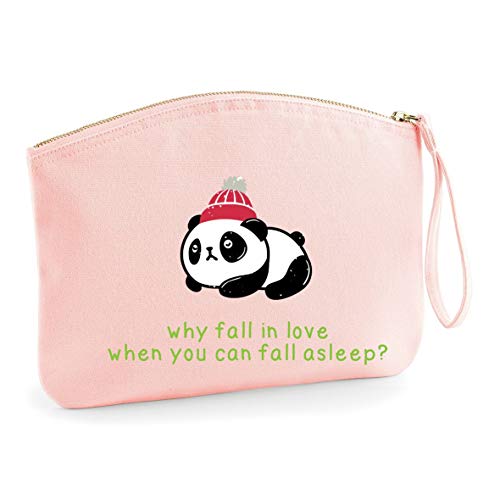 Panda 11 Why Fall In Love When You Can Fall Asleep Make Up Bag - Organic Cosmetic Wristlet Case