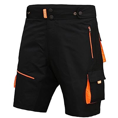 Brisk Bike Shorts de MTB Brisk, Coolamax rembourré, doublure intérieure amovible, Free Style Taille adulte (orange, X grande)