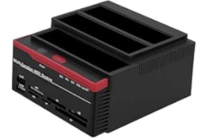 ‎TONYSA Tonysa USB 3.0 Externe Festplatten Dockingstation, Dual-Bay SATA & IDE HDD Dockingstation mit 3 Schächten für 2.5Zoll/3.5 Zoll SATAI/II/III Festplatten Offline Clone(EU-Stecker)