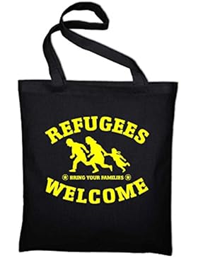Refugees Welcome Jutebeutel, Beutel, Stoffbeutel, Baumwolltasche