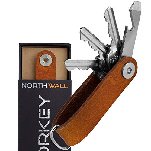 NORTHWALL® Smart Key Organizer Keychain | Organizador de Llaves, Compacto Llavero y Organizador, Leather Compact Key Holder, Secure Locking Mechanism, Stainless Steel Multi-Tool, 1-10 Llaves