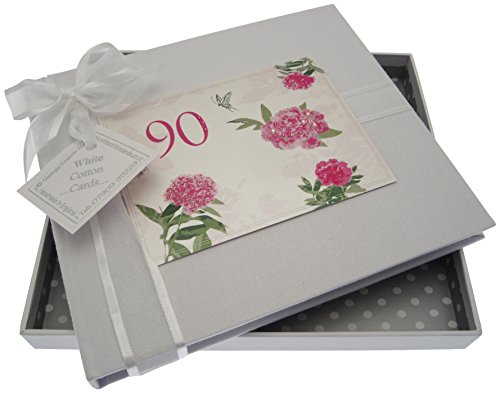 White Cotton Cards Erinnerungsalbum für 90. Geburtstag, Design'englische Rosen" Gästebuch