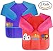 Produktbild Flyworld 2Pack Schürze Kunst Kinder, Wasserdicht Malschürze Mit Langen Ärmeln Und 3 Taschen Für Malerei Basteln, Kochen Bastelschürze Schule Jungen Mädchen Alter 2-8 Jahre Blau Und Rot (rosa blau)