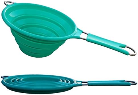 Roaming Cooking Collapsible Colander and Steamer with Stainless Steel Handle for Small Apartment, RV, or Trailer