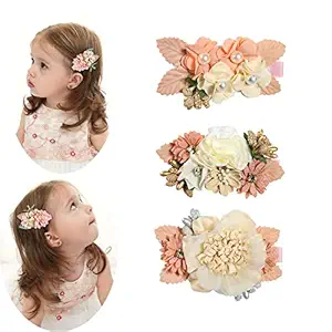 TOPPROSPER Delicate Fancy Floral Rose Flower Childrens clips,Barrettes Accessories for Girl?Imitation flower childrens hair accessories?Princess versatile, fresh, natural and lovely hairpin (Type 1)