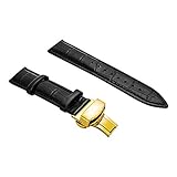 BONSTRAP Damen Leder Uhrarmband 12mm Schwarz